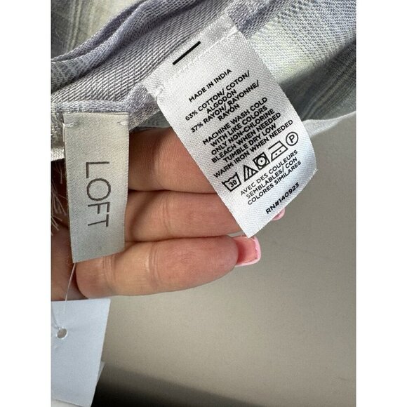 LOFT NWT Blue White Plaid Scarf Coastal Grandma Nautical Summer Lightweight Flaw - Picture 3 of 12